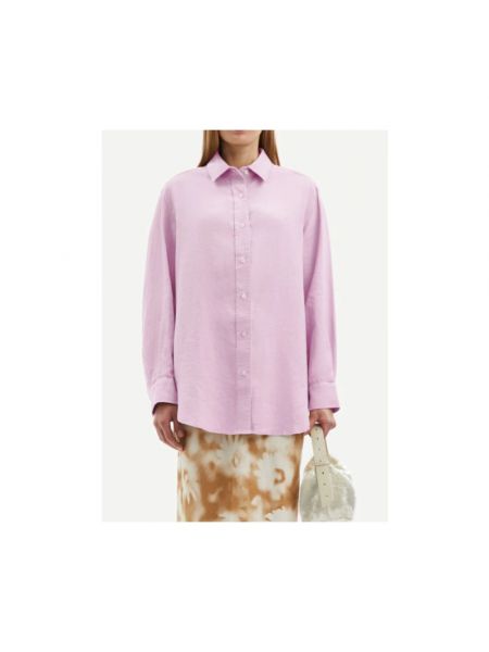 Camisa de lino manga larga Samsøe Samsøe rosa
