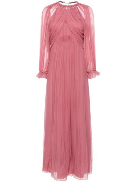 Plisirana svilena večernja haljina Alberta Ferretti ružičasta