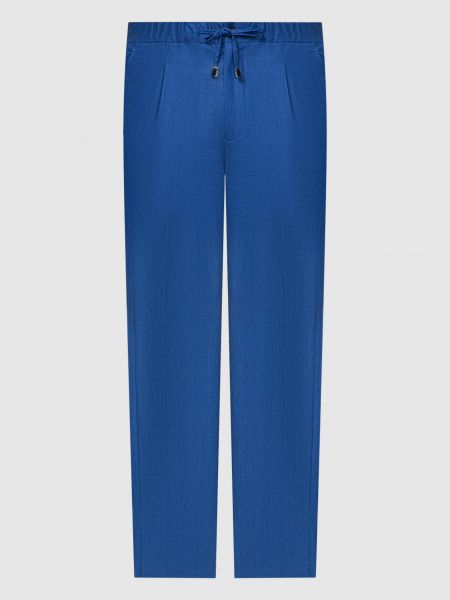 Синие шелковые льняные шерстяные брюки Enrico Mandelli