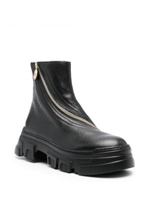Kožené kotníkové boty Pollini černé