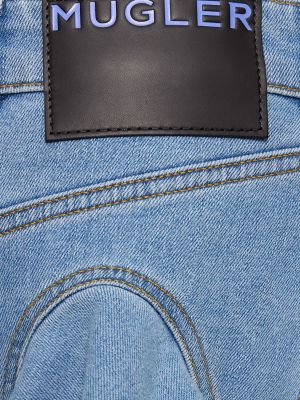 Bavlnená džínsová sukňa s volánmi Mugler modrá