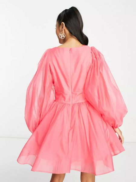 Платье мини с длинным рукавом Bardot розовое