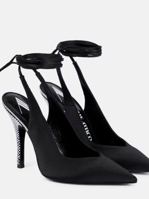 Полуотворени обувки с отворена пета The Attico черно