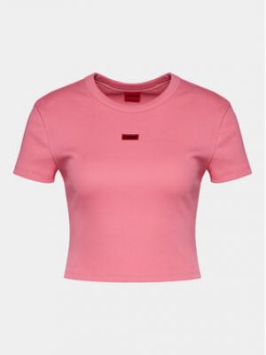 Slim fit tričko Hugo růžové
