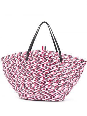 Bolso shopper con trenzado Thom Browne rojo