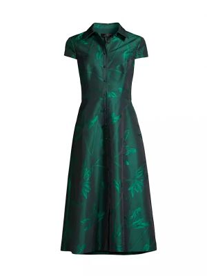 Жаккард платье миди в цветочек с принтом Aidan Mattox зеленое