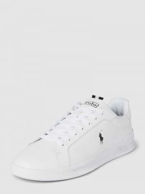 Sneakersy skórzane ze skóry ekologicznej w jednolitym kolorze Polo Ralph Lauren białe