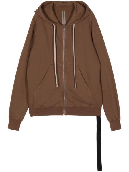 Pamučna hoodie s kapuljačom s patentnim zatvaračem Rick Owens Drkshdw smeđa