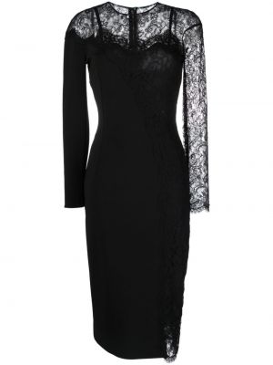 Prozorna dolga obleka s čipko Dolce & Gabbana črna