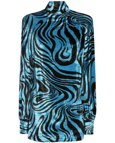 Rochie mini de catifea din viscoză cu imagine Philosophy Di Lorenzo Serafini albastru