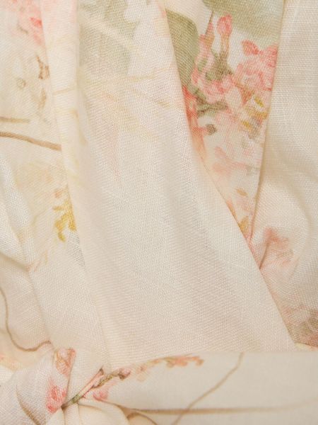 Asimetrična lanena midi haljina Zimmermann bijela