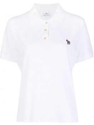 Medvilninis polo marškinėliai su zebro raštu Ps Paul Smith balta