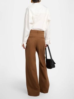Pantalones de cintura baja de lana bootcut Wardrobe.nyc marrón