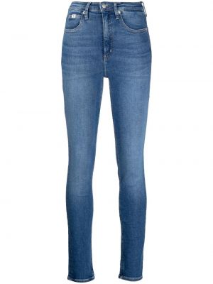 Skinny fit džinsi ar augstu vidukli Calvin Klein Jeans zils