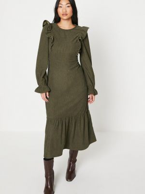 Многоярусное платье миди Petite с вельветовыми оборками Oasis хаки