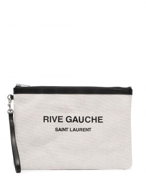 Bolso clutch con estampado Saint Laurent blanco