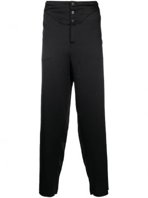 Hedvábné kalhoty s knoflíky Saint Laurent černé