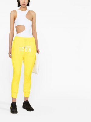 Skinny sporthose mit print Dsquared2 gelb