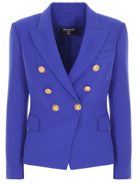 Шерстяной пиджак Balmain синий