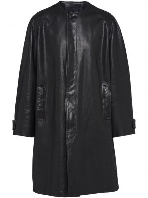 Kožený kabát Prada čierna