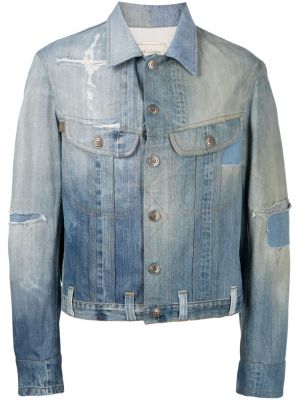 Obnosená džínsová bunda Greg Lauren modrá