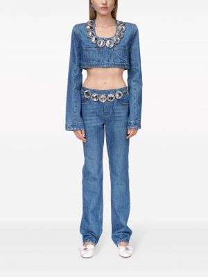 Jeansjacke mit kristallen Area blau