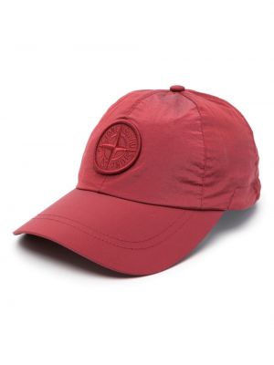 Haftowana czapka z daszkiem Stone Island czerwona