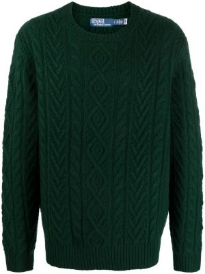 Ριγέ βαμβακερός πουλόβερ με σχέδιο Polo Ralph Lauren πράσινο