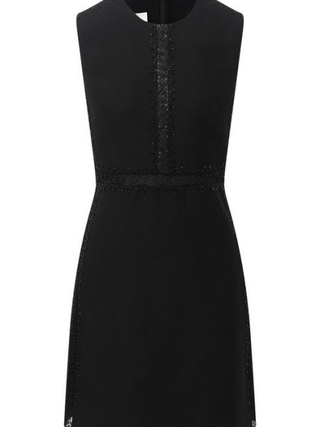 Шелковое шерстяное платье Valentino черное
