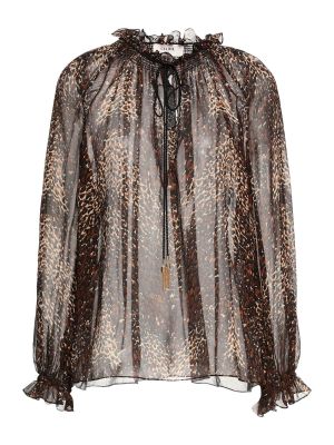 Блуза с леопардовым принтом CELINE, коричневый/бежевый