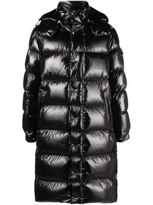 Pūkinė paltas su gobtuvu Moncler juoda