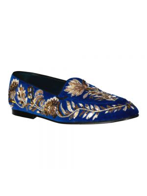 Haftowane loafers Dolce And Gabbana niebieskie