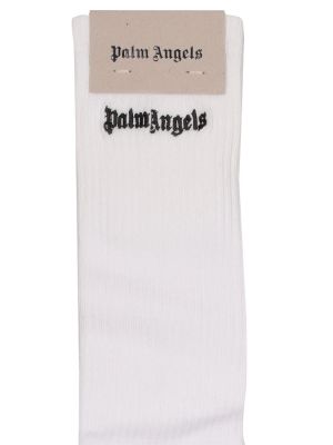 Bavlnené ponožky s výšivkou Palm Angels biela
