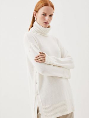 Кашемировый свитер с высоким воротником Karen Millen белый