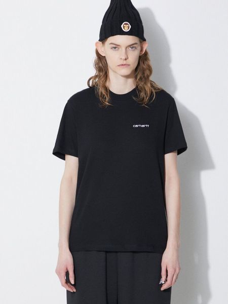Bavlněné tričko s výšivkou Carhartt Wip černé