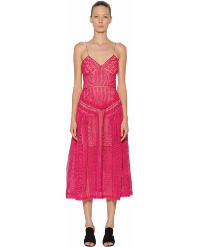 Мереживне ажурне Сукня на шнурівці Self-portrait, рожеве