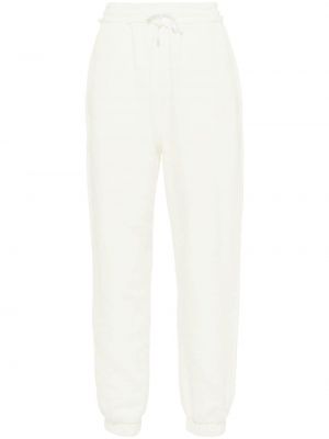 Bavlnené teplákové nohavice s výšivkou Miu Miu biela