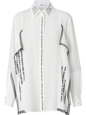Oversized πουκάμισο με σχέδιο με δαντέλα Burberry λευκό