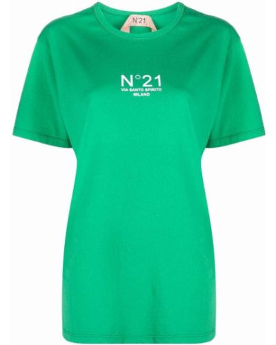 Памучна тениска с принт N°21 зелено