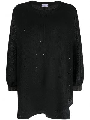Плетена копринена ленена блуза Brunello Cucinelli черно
