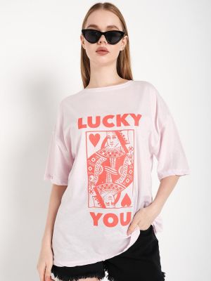 Koszulka z nadrukiem oversize K&h Twenty-one różowa