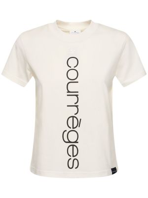 T-shirt di cotone in jersey Courrèges bianco