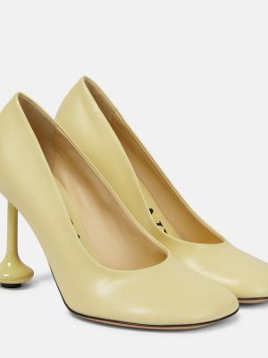 Кожени полуотворени обувки Loewe жълто