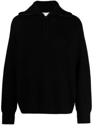 Vlnený sveter na zips z merina Studio Nicholson čierna