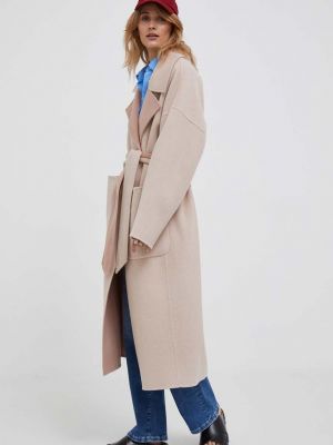 Oboustranný vlněný kabát Calvin Klein růžový