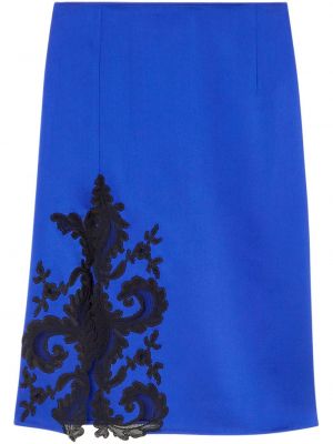 Satenska suknja pencil s čipkom Versace plava