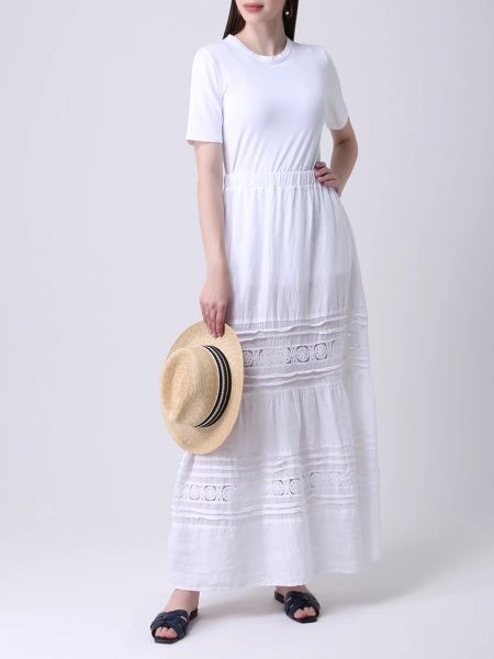 Длинная юбка с вышивкой 120% Lino белая