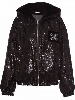 Blixtlås hoodie Miu Miu svart