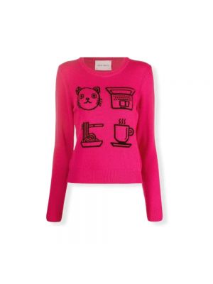 Sweter z okrągłym dekoltem Alberta Ferretti różowy