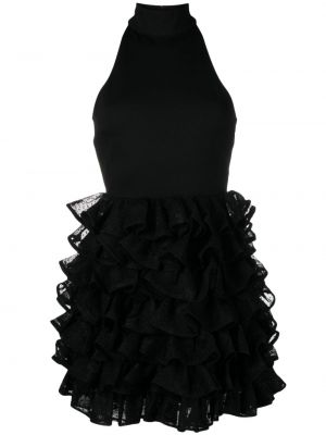 Sukienka koktajlowa z falbankami Rotate czarna